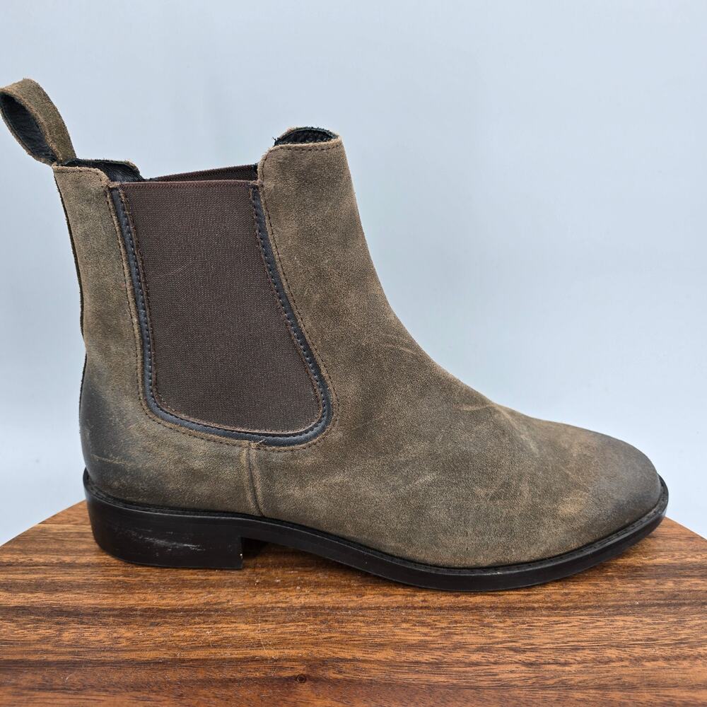 Thursday Duchess Boots Womens 9.5 Olive Brown Suede Distressed Leather Chelsea
